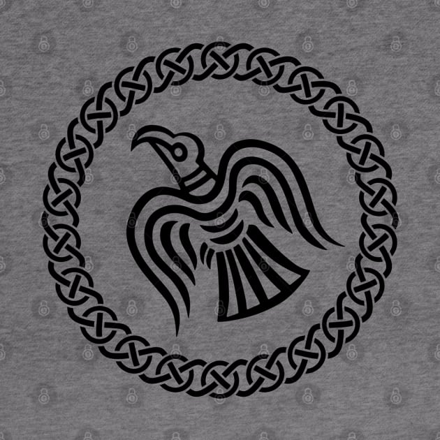 raven of odin viking knotwork black by Blue Pagan